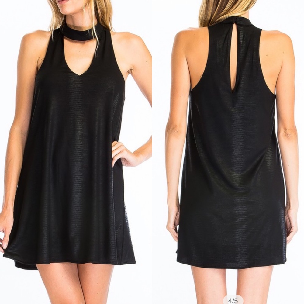 Olivaceous Snake Print Choker Dress